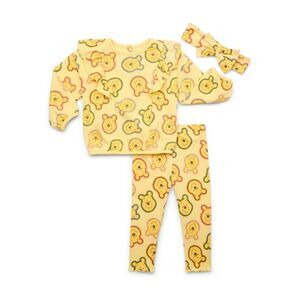Disney Winnie the Pooh Baby Outfit Set Sweatshirt Leggings‎ Headband Yellow Cute